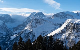 Картинка Швейцария, Зима, Braunwald, Горы, Снег, Природа