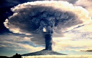 Картинка вулкан, дым, природа, извержение