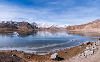 Картинка Музтаг Ата, природа, озеро, небо, Китай, скалы, снег