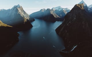 Картинка New Zealand, природа, корабли, вершины, горы