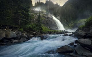 Картинка лес, пейзаж, Австрия, течение, Luka Vunduk, скалы, камни, водопад, ручей, природа