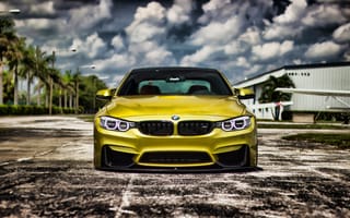 Картинка BMW, M4, HDR, Golden, F82, cars, вид спереди, tuning, bmw f82