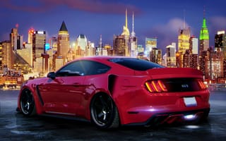 Картинка Custom, Mustang, Red