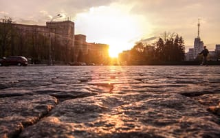 Картинка Харьков, красиво, площадь, закат, университет