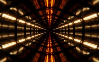 Картинка тоннель, перспектива, глубина, свет, лампы