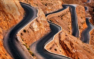 Картинка дорога, Марокко оранжевый асфальт горы, пейзаж камни