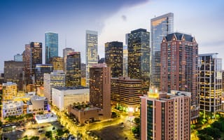 Картинка modern buildings, american cities, USA, America, Texas, City, HDR, Houston at evening
