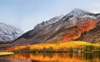 Картинка небо, горы, осень, пейзаж, природа, озеро, альпы