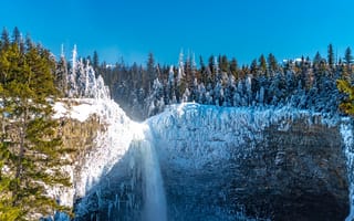 Картинка водопад, замерзший, пейзаж, лед, зима