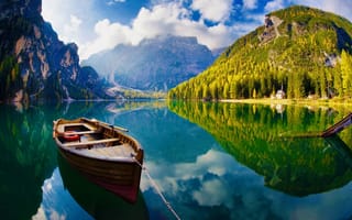 Картинка Горы, лодка, природа, озеро