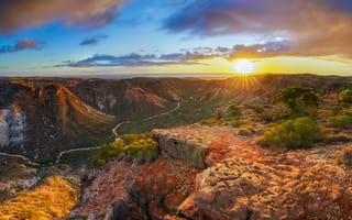 Картинка природа, каньон, горы, Австралия, пустыня, пейзаж, восход солнца