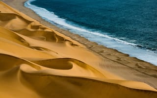 Картинка Дюны, Песок, Побережье, Африка, Море, Намибия, Воды
