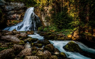 Картинка Австрия, водопад, деревья, вода