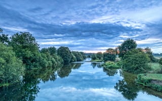 Картинка река, Великобритания, закат, Wimborn