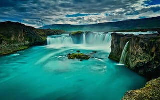 Картинка Godafoss, waterfalls, icelandic landmarks, beautiful nature, Iceland, Akureyri