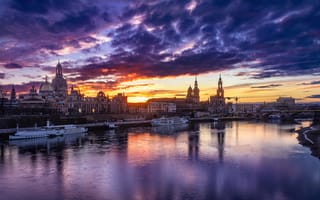 Картинка Дрезден, небо, красивый, закат, Германия