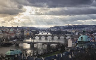 Картинка Чехия, Прага, Мост, Город, Карлов мост, Река