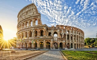 Картинка Colosseum, sunrise, Rome landmark, morning, Italy, Rome, Flavian Amphitheatre, Amphitheatre