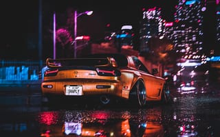 Картинка Mazda, Night, Rx7, Lights, City