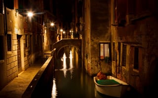 Картинка Венеция, Ночь, канал