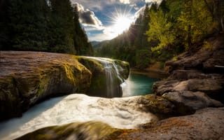 Картинка природа, пейзаж, Вашингтон, США, водопад, Doug Shearer, река, Lewis Falls