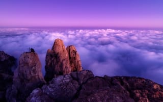 Картинка облака, Крым, Ай-Петри, пейзаж, вершина, вечер, горы, природа, закат, сумерки