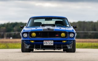 Картинка 1969, Unkl, Ford, вид спереди, Ringbrothers, Mustang, синий