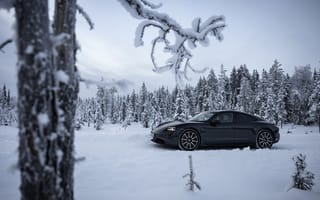 Обои Porsche, Зима, снег, Taycan, Порше