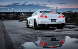 Картинка Nissan, вечер, GT-R, white