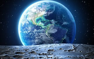Картинка космос, Луна, Земля