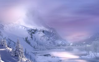 Картинка Пейзаж, Гора, зима, снег