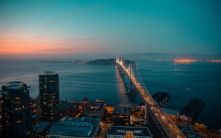 Картинка San Francisco, вечер, город, мост