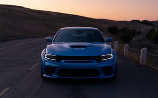 Картинка Dodge Charger SRT, front view, american cars, sports sedan, Dodge, Daytona 50th Anniversary Edition, tuning Charger, Hellcat Widebody, Charger, blue, new