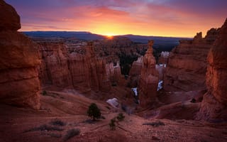 Картинка Утро, Рассвет, Каньон, Природа, Canyon, Скала, Utah, National Park, Bryce