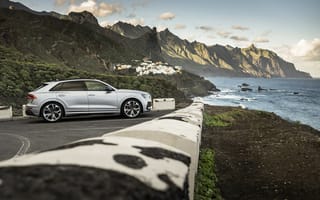 Картинка Audi, скалы, горы, Ауди, море, Q8, паркинг