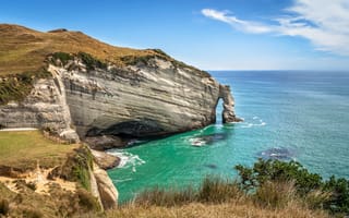 Картинка Новая Зеландия, Скала, Побережье, Море, Puponga, Cape Farewell Arch, Природа