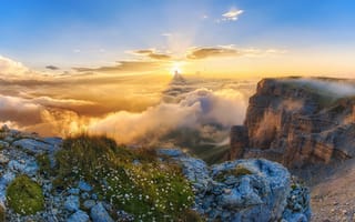Картинка горы, Кавказ, облака, природа, закат, пейзаж, Евгений Триско