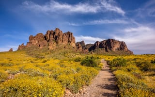 Картинка Горы, Arizona, Скала, Mountains, Природа, Superstition