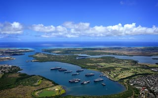 Картинка гавайи, панорама, птичий полет