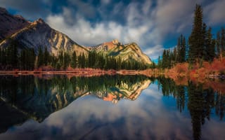 Картинка озеро, отражение, горы, лес