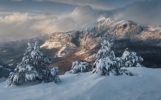 Картинка зима, горы, крым, россия, снег