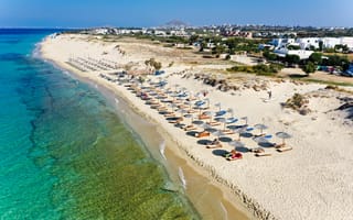 Картинка Греция, Море, Песок, Naxos, Природа, Дома, Пляж, City, Побережье
