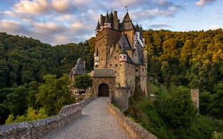 Картинка Германия, замок, леса, пейзаж, дорога, Эльц, природа