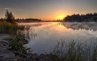 Картинка лето, красиво, утро, рассвет, река, фотограф, Илья Костин