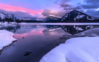 Картинка горы, озеро, снег