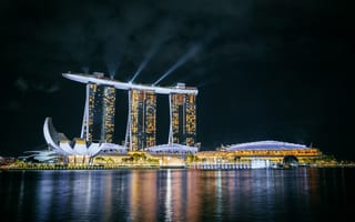 Картинка Сингапур, Ночь, Marina Bay Sands