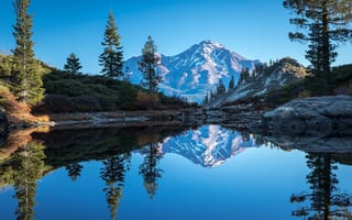 Картинка горы, озеро, отражение