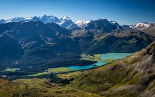 Картинка Швейцария, Горы, Graubunden, Озеро, Природа, Альпы