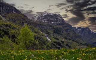 Картинка Норвегия, Горы, Sandvin, Луг, Природа