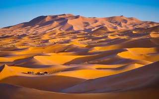 Картинка Пустыня, Мерзуга, Марокко, Голубое Небо, дюны, Сахара, день, Солнечный